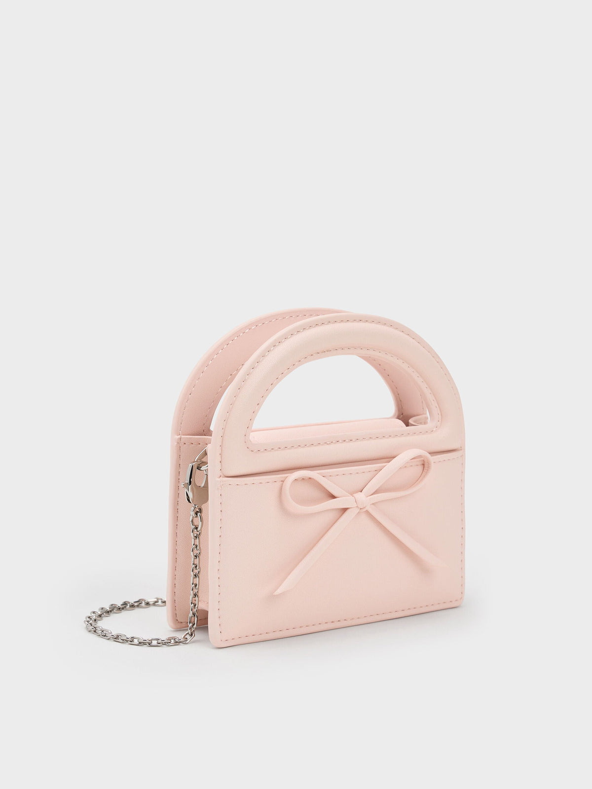 CHARLES & KEITH Signature / Reese Bow Top Handle Wristlet - Soft Pink