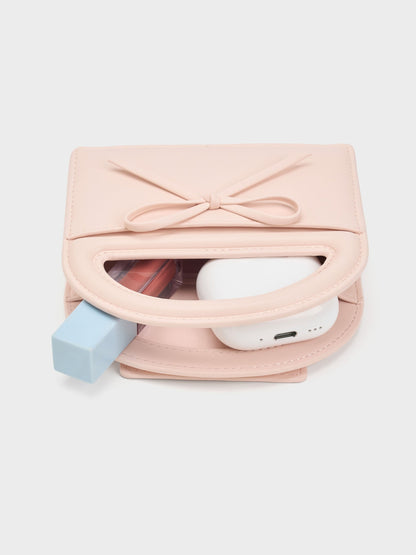 CHARLES & KEITH Signature / Reese Bow Top Handle Wristlet - Soft Pink