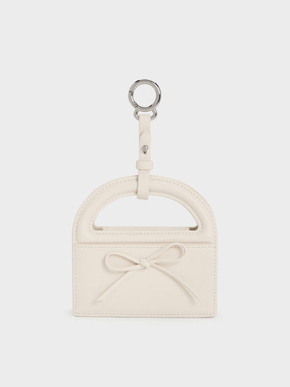 CHARLES & KEITH Smart Buy / Reese Bow Top Handle Wristlet - Cream