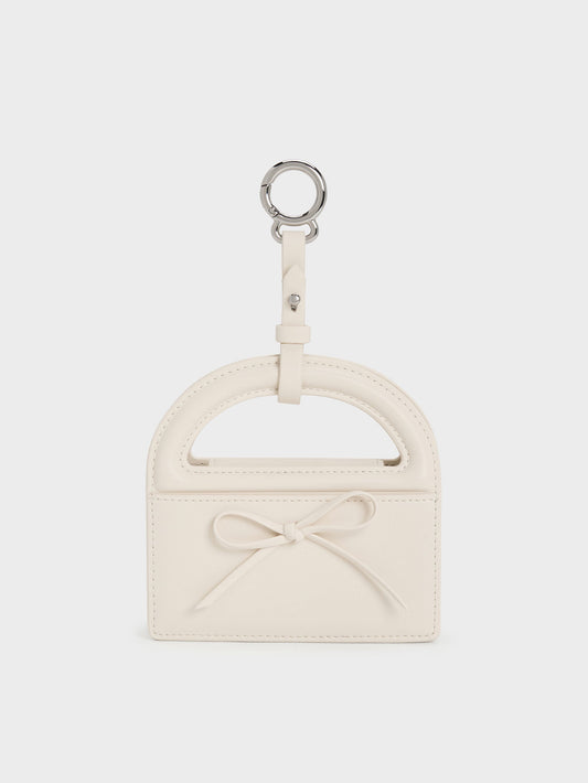 CHARLES & KEITH Smart Buy / Reese Bow Top Handle Wristlet - Cream