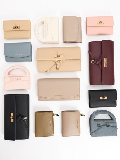 CHARLES & KEITH Smart Buy / Reese Bow Top Handle Wristlet - Cream
