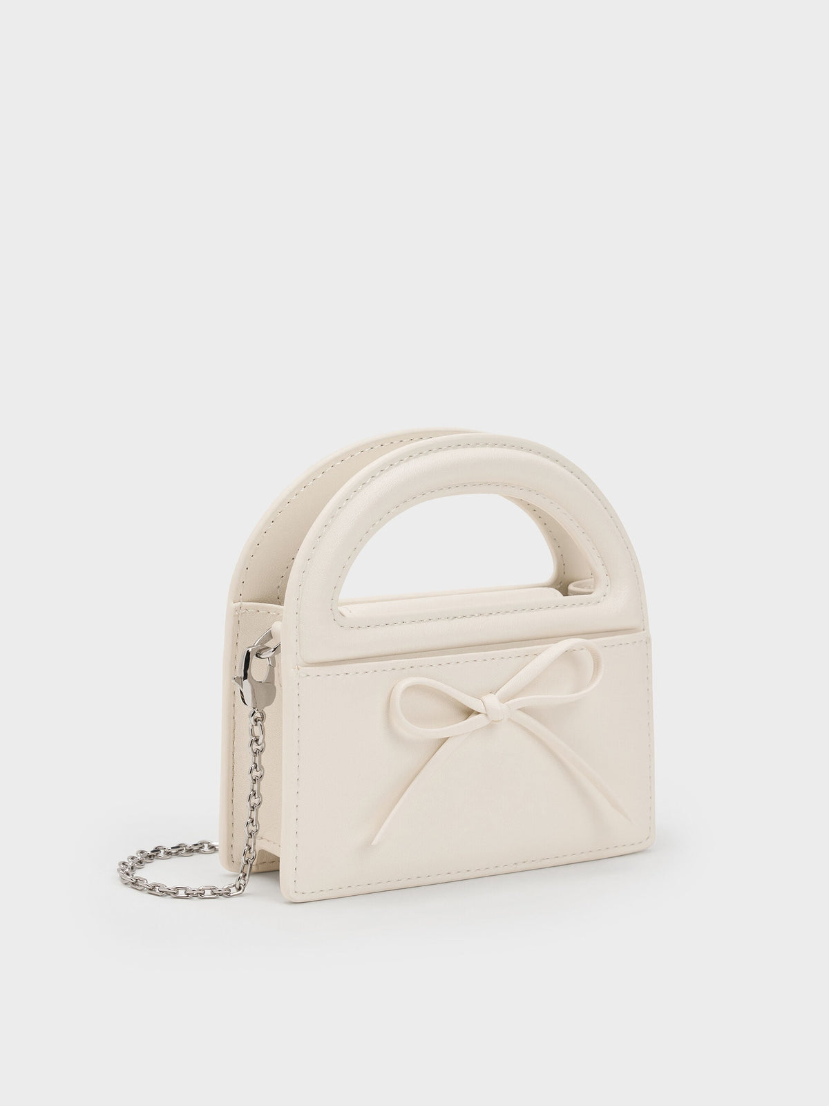 CHARLES & KEITH Smart Buy / Reese Bow Top Handle Wristlet - Cream