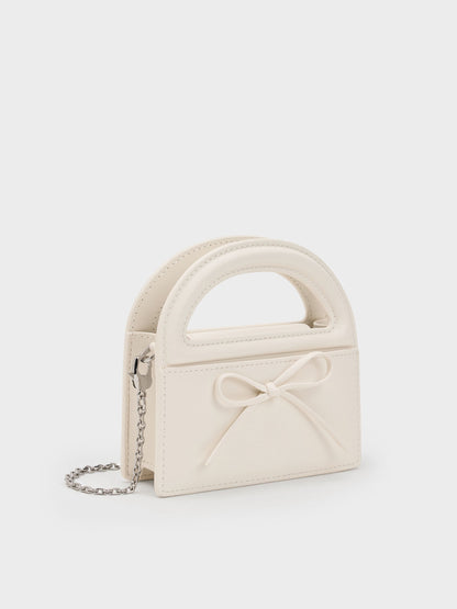 CHARLES & KEITH Smart Buy / Reese Bow Top Handle Wristlet - Cream