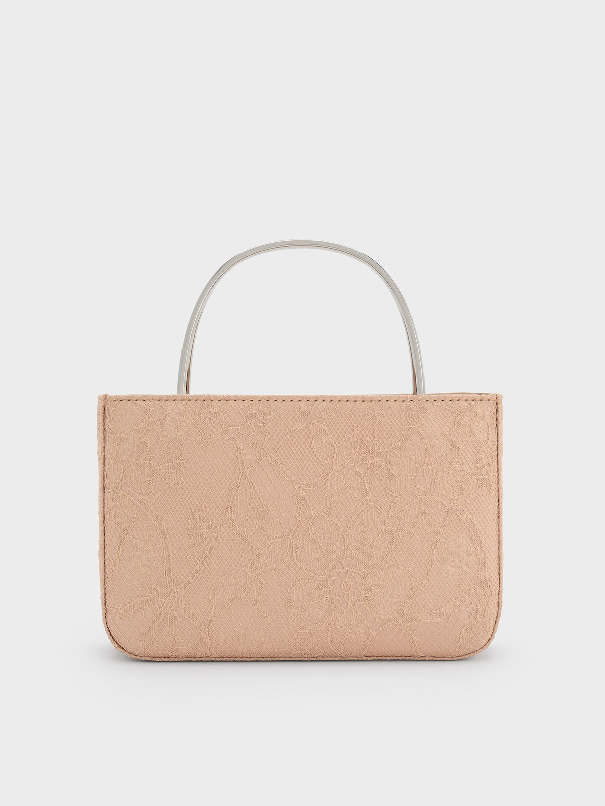 CHARLES & KEITH Value / Jennis Lace & Satin Top Handle Bag - Nude Textured