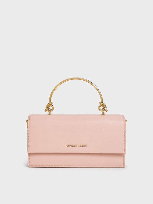 CHARLES & KEITH Trending / Kristine Sculptural-Handle Long Wallet - Light Pink