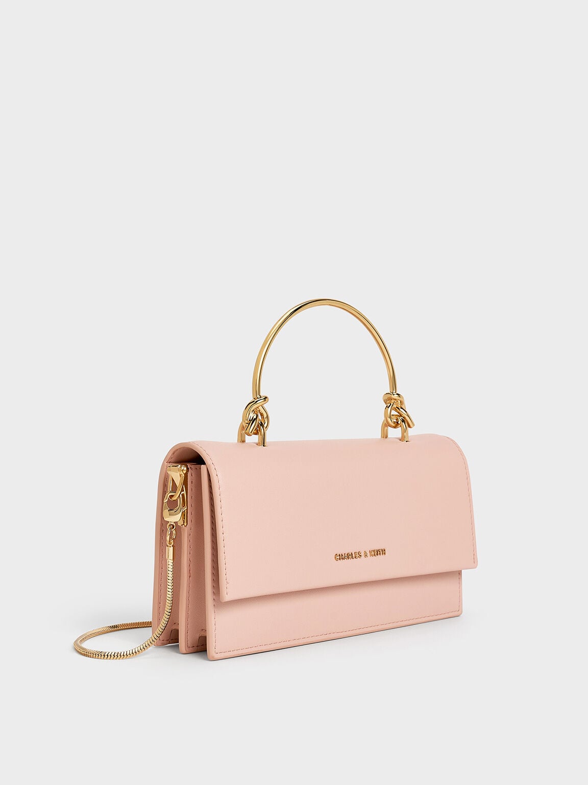 CHARLES & KEITH Trending / Kristine Sculptural-Handle Long Wallet - Light Pink