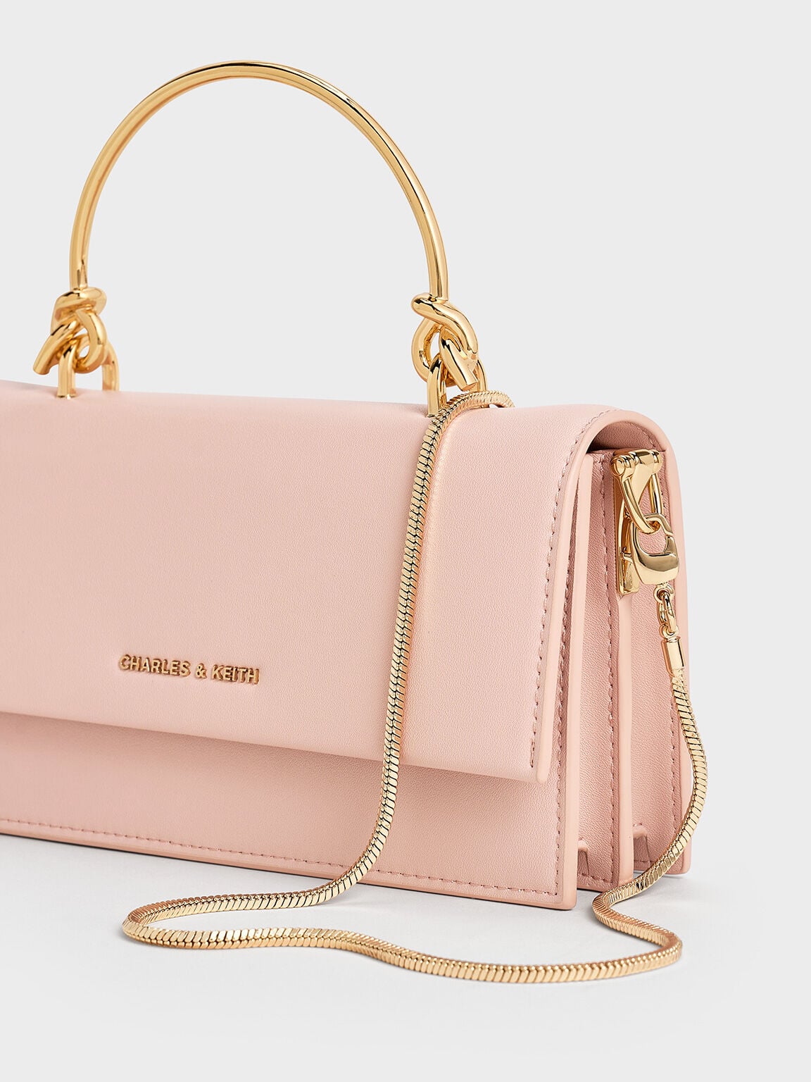 CHARLES & KEITH Trending / Kristine Sculptural-Handle Long Wallet - Light Pink