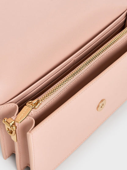 CHARLES & KEITH Trending / Kristine Sculptural-Handle Long Wallet - Light Pink