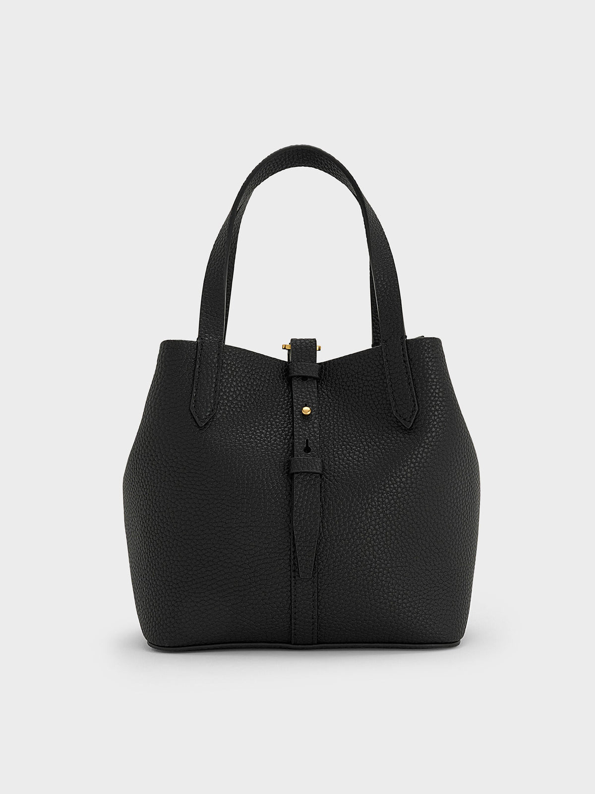 CHARLES & KEITH Trusted / Beryl Belted Bucket Bag - Black