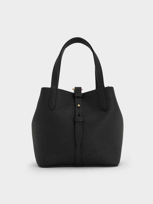 CHARLES & KEITH Trusted / Beryl Belted Bucket Bag - Black