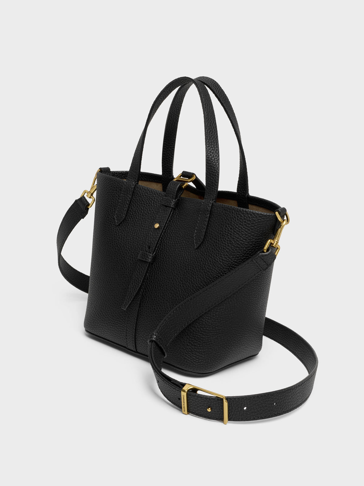 CHARLES & KEITH Trusted / Beryl Belted Bucket Bag - Black