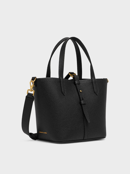 CHARLES & KEITH Trusted / Beryl Belted Bucket Bag - Black