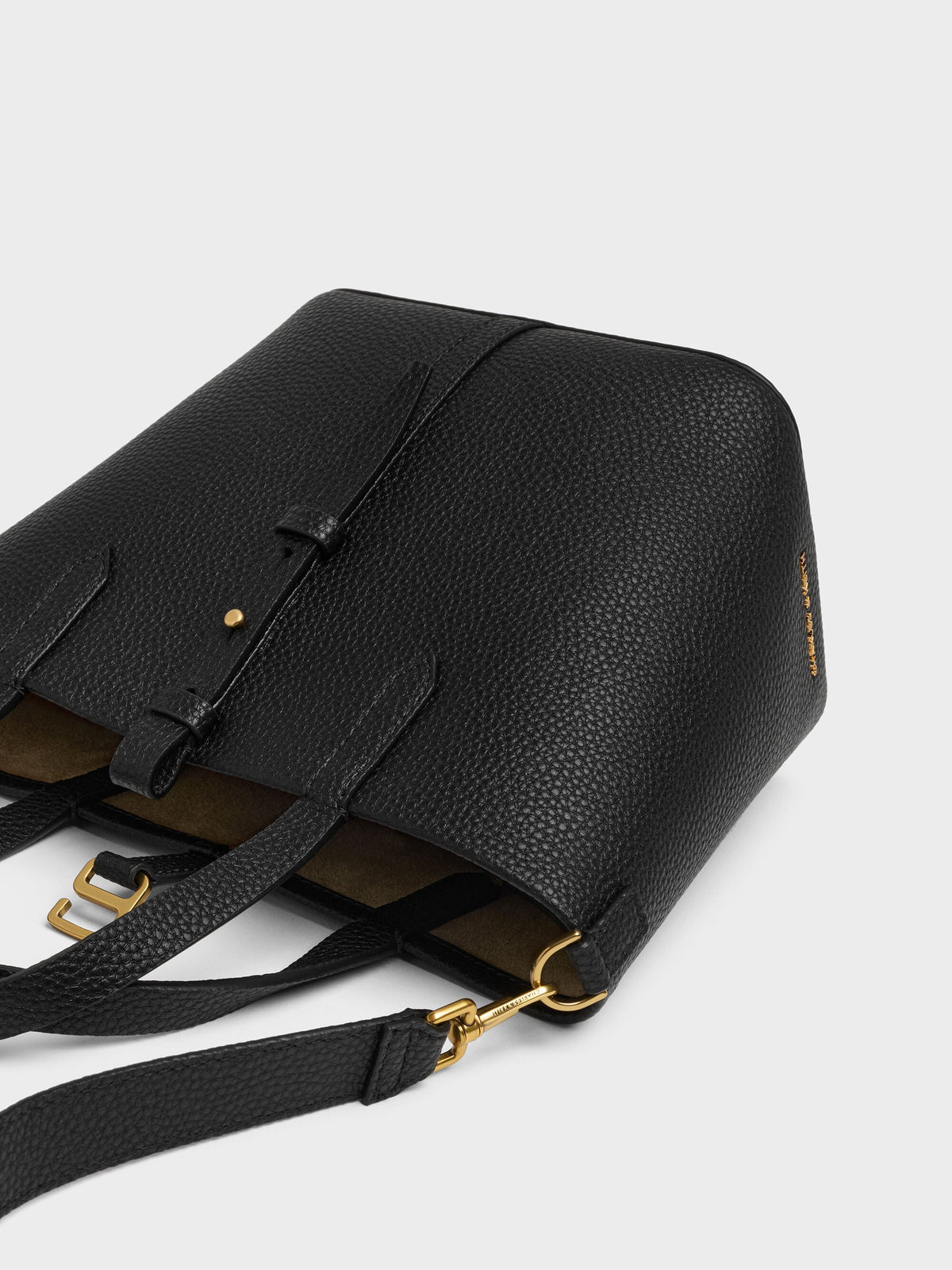 CHARLES & KEITH Trusted / Beryl Belted Bucket Bag - Black