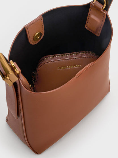 CHARLES & KEITH Recommended / Edna Bucket Bag - Chocolate