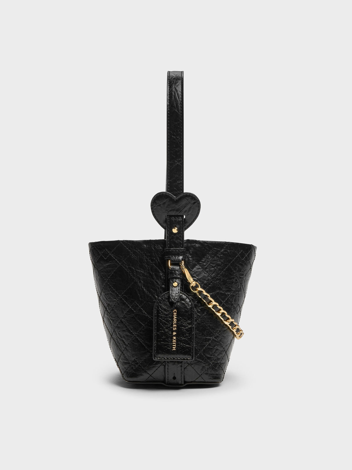 CHARLES & KEITH Best Price / Duo Quilted Chain Bucket Bag - Black