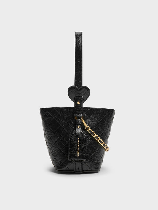 CHARLES & KEITH Best Price / Duo Quilted Chain Bucket Bag - Black