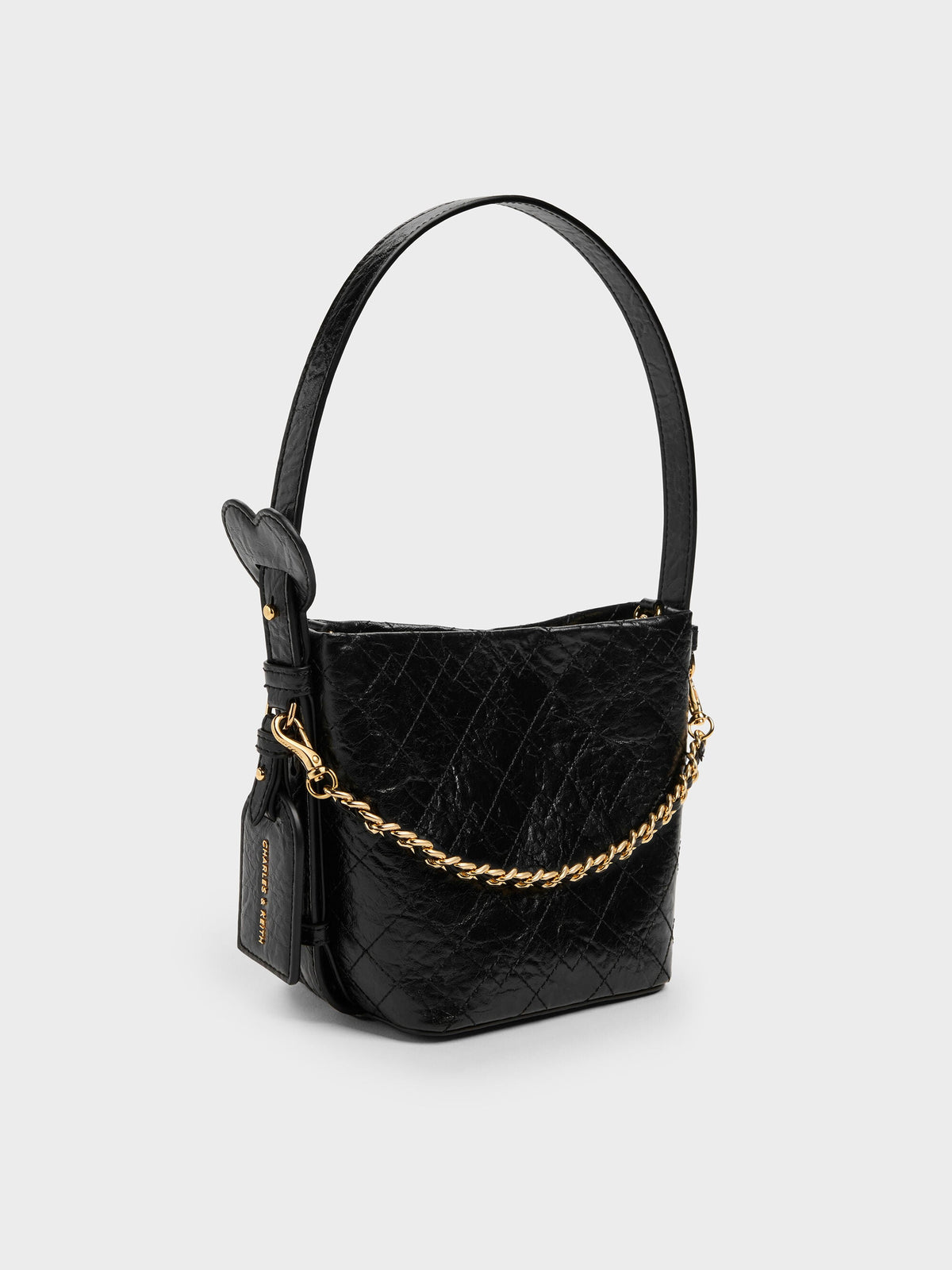 CHARLES & KEITH Best Price / Duo Quilted Chain Bucket Bag - Black