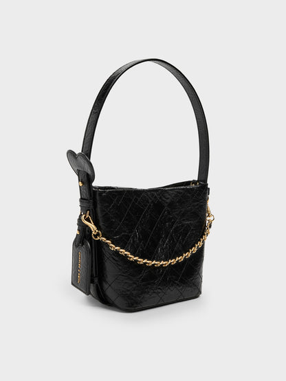 CHARLES & KEITH Best Price / Duo Quilted Chain Bucket Bag - Black