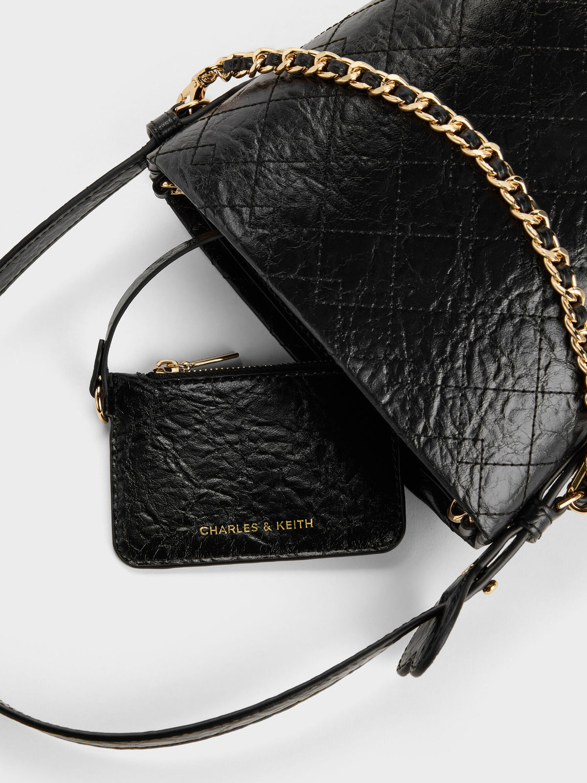 CHARLES & KEITH Best Price / Duo Quilted Chain Bucket Bag - Black