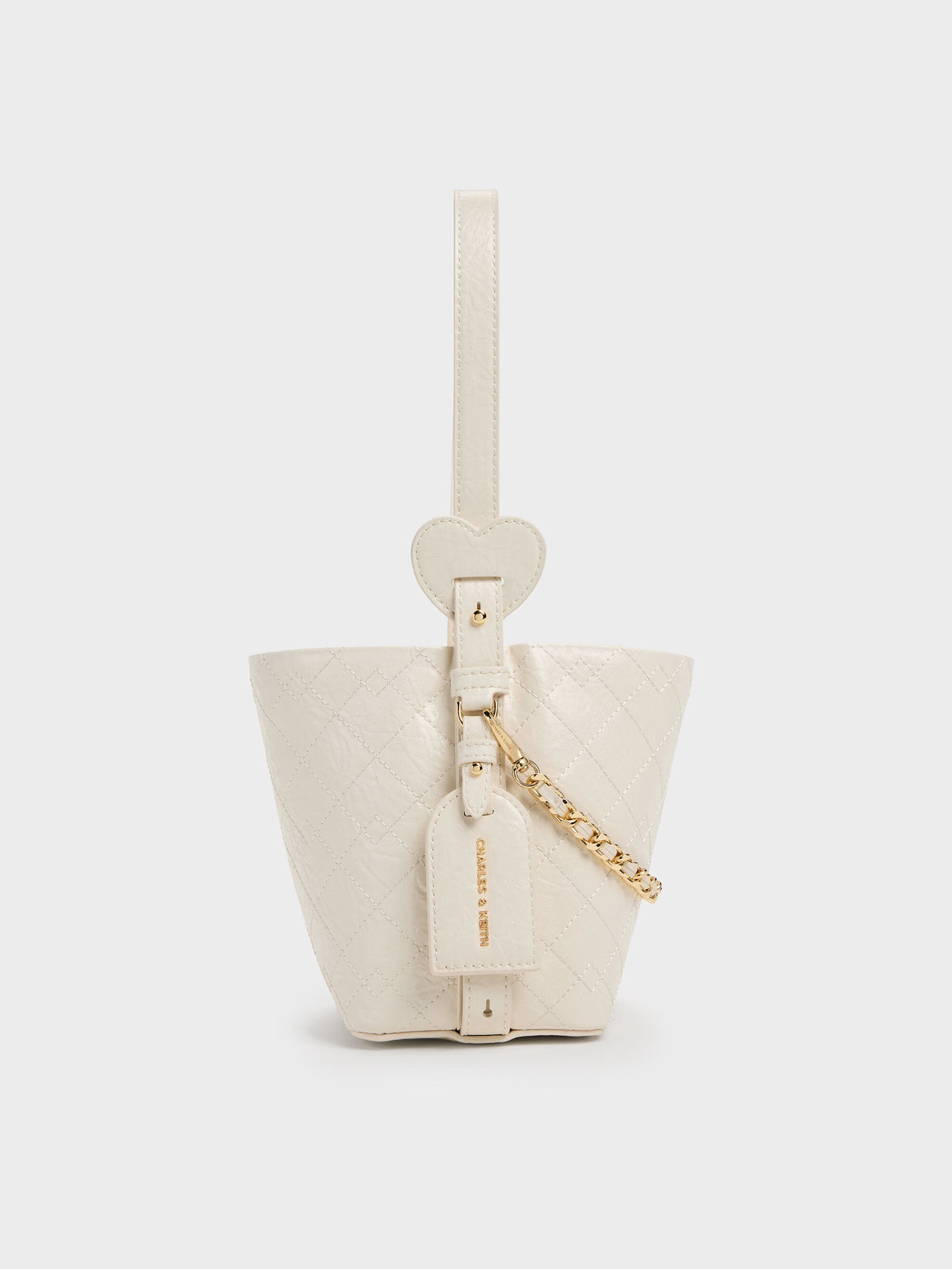 CHARLES & KEITH Everyday / Duo Quilted Chain Bucket Bag - Cream