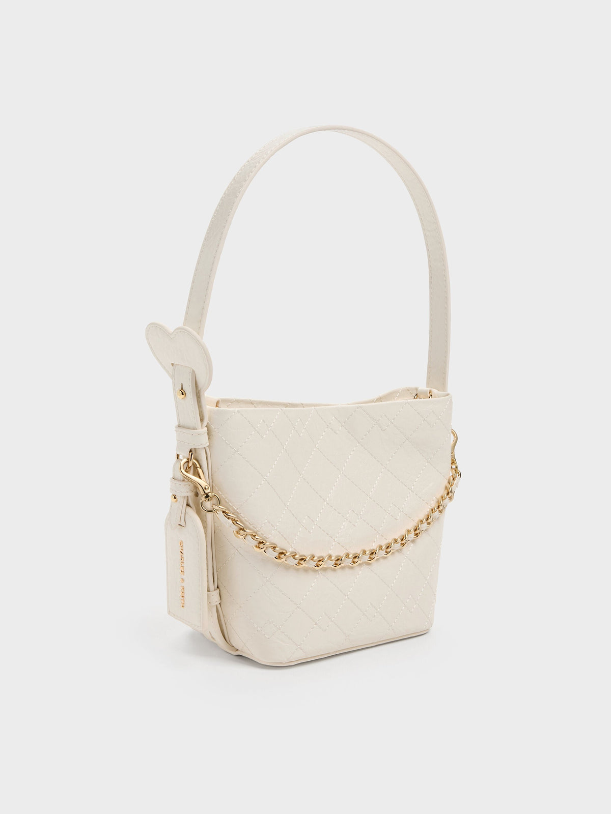 CHARLES & KEITH Everyday / Duo Quilted Chain Bucket Bag - Cream
