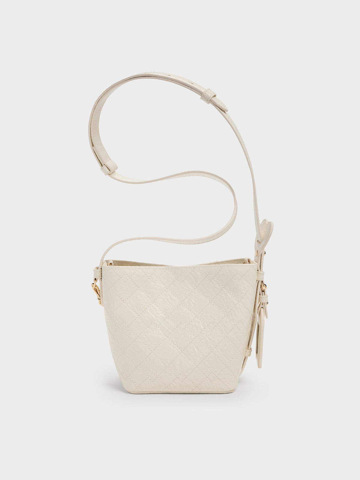 CHARLES & KEITH Everyday / Duo Quilted Chain Bucket Bag - Cream