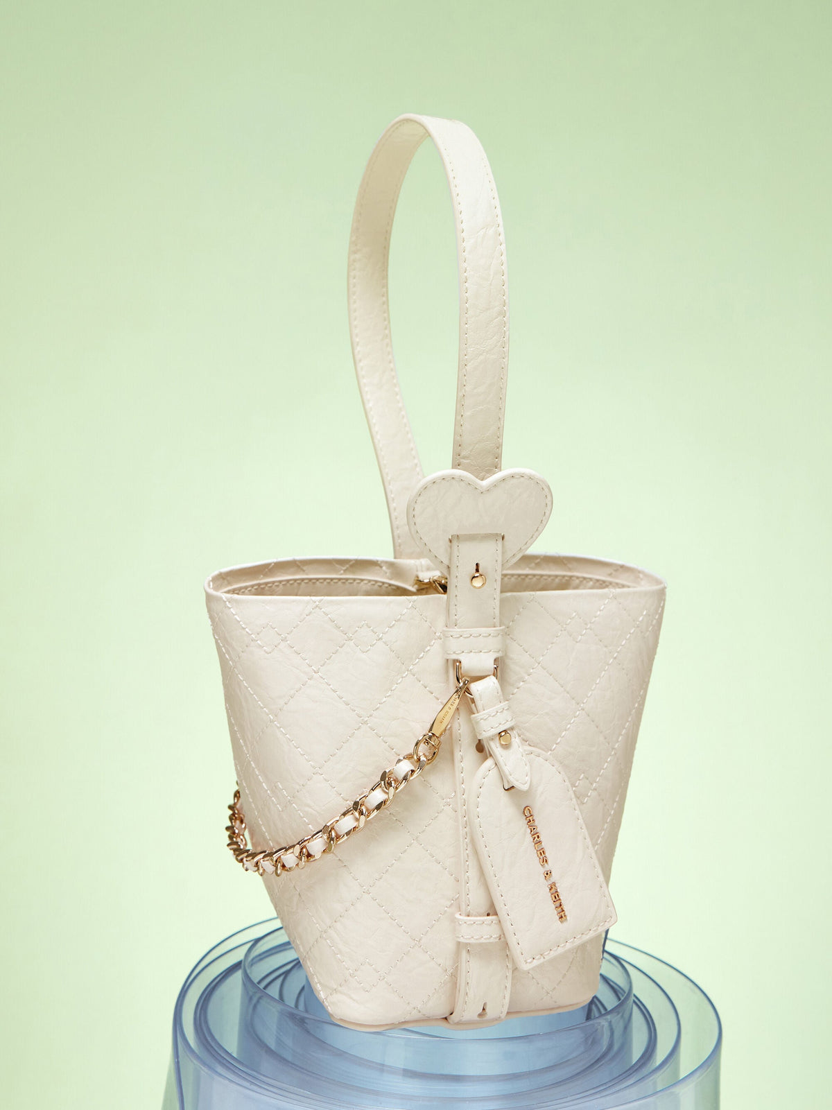 CHARLES & KEITH Everyday / Duo Quilted Chain Bucket Bag - Cream