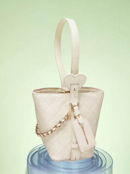 CHARLES & KEITH Everyday / Duo Quilted Chain Bucket Bag - Cream