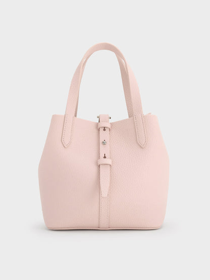CHARLES & KEITH Exclusive / Beryl Belted Bucket Bag - Soft Pink