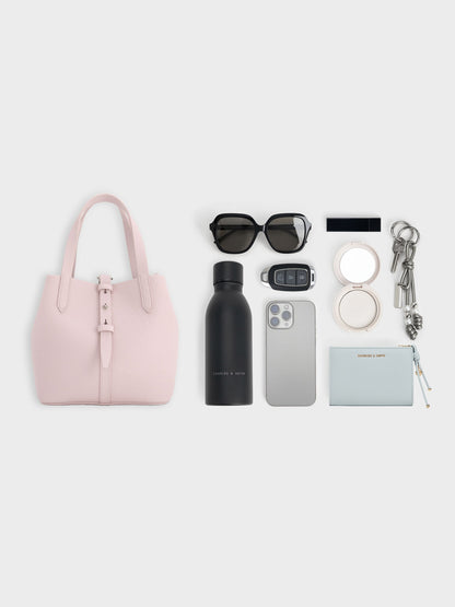 CHARLES & KEITH Exclusive / Beryl Belted Bucket Bag - Soft Pink