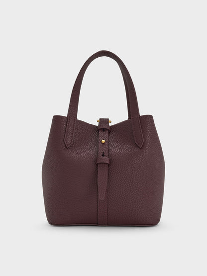 CHARLES & KEITH Discount / Beryl Belted Bucket Bag - Wineberry Red