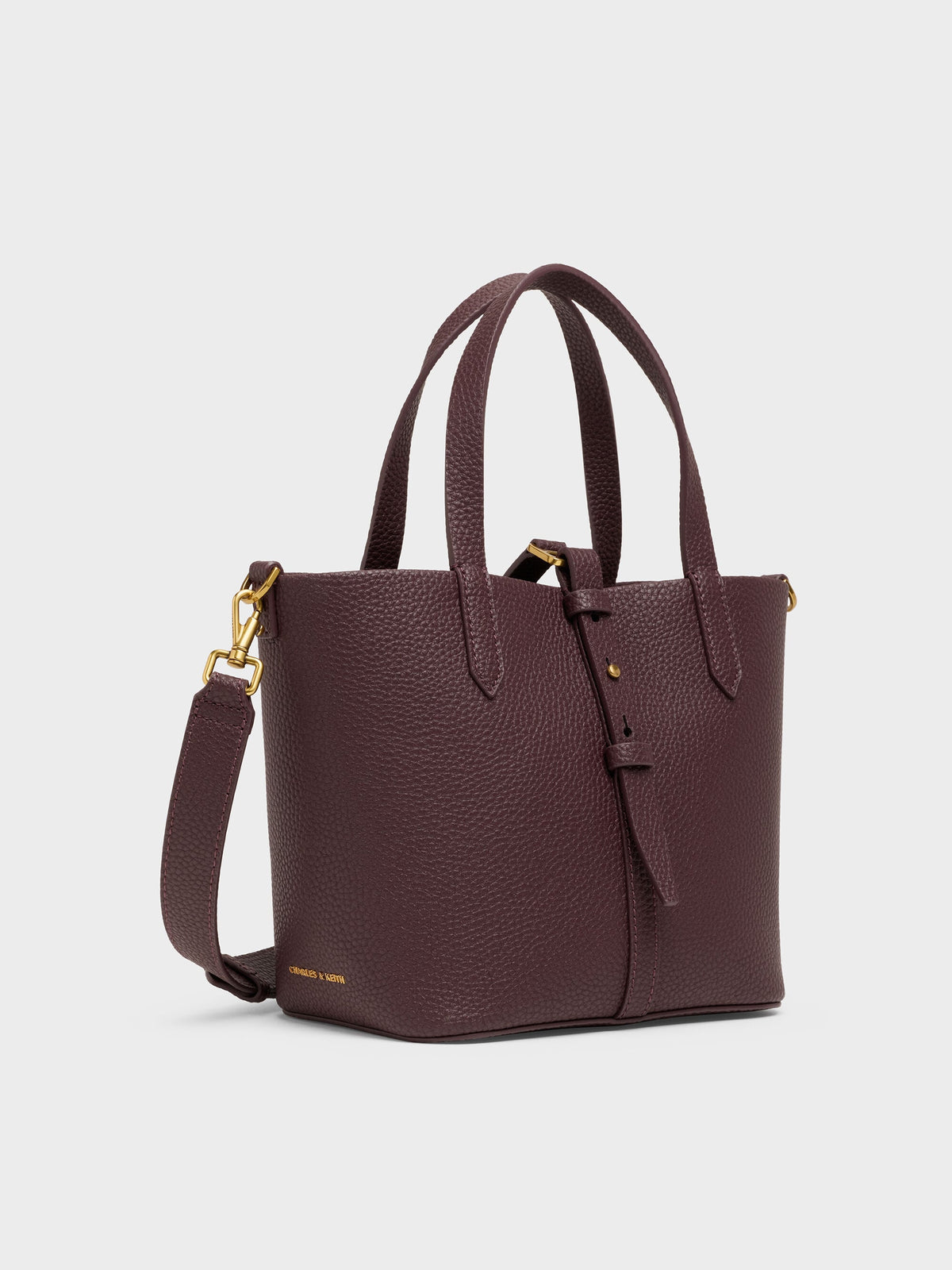 CHARLES & KEITH Discount / Beryl Belted Bucket Bag - Wineberry Red