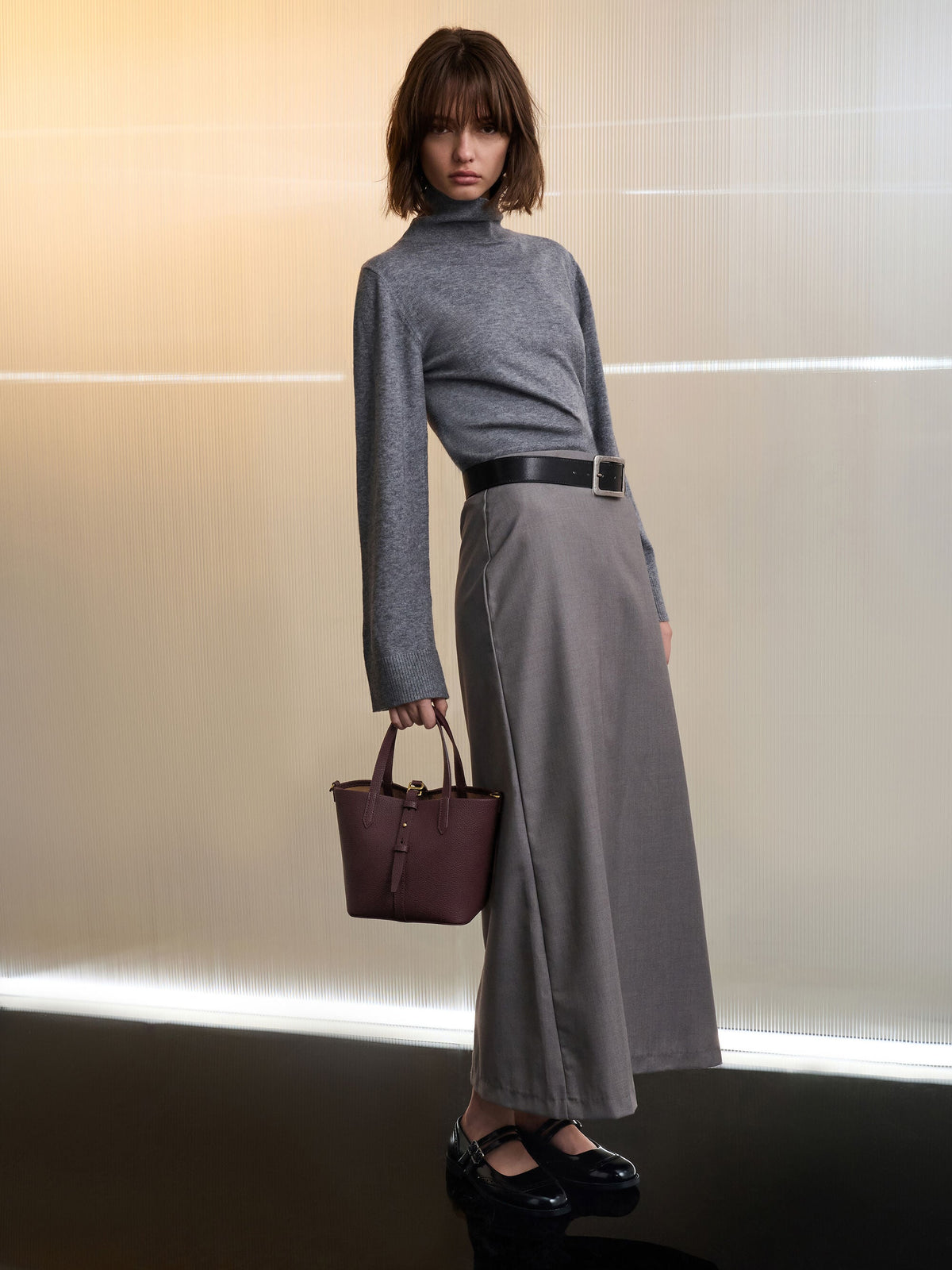 CHARLES & KEITH Discount / Beryl Belted Bucket Bag - Wineberry Red