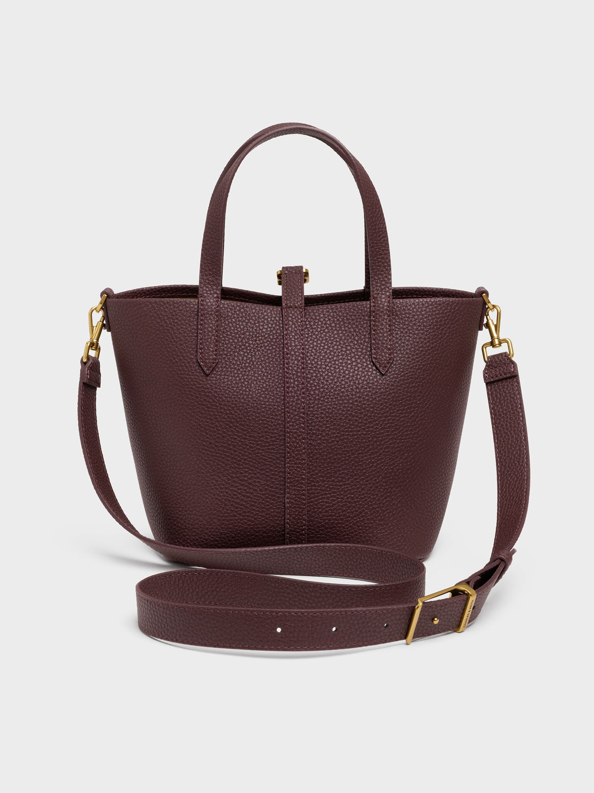 CHARLES & KEITH Discount / Beryl Belted Bucket Bag - Wineberry Red