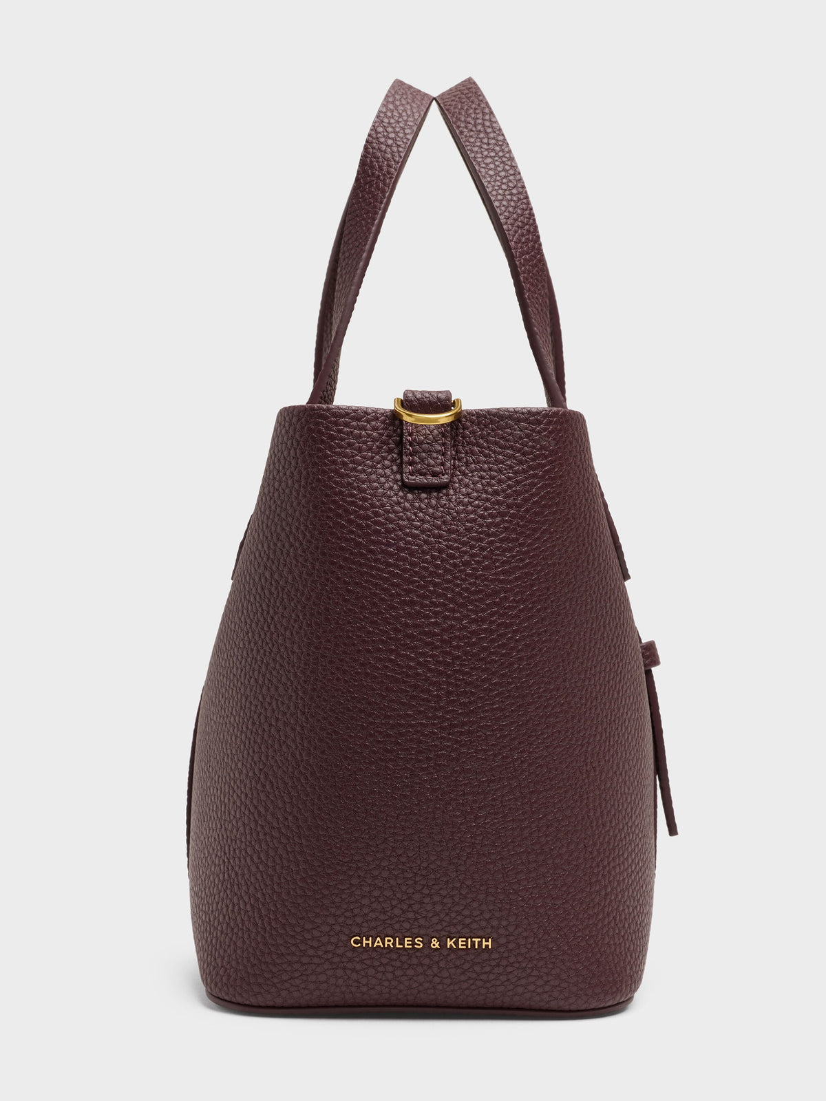 CHARLES & KEITH Discount / Beryl Belted Bucket Bag - Wineberry Red