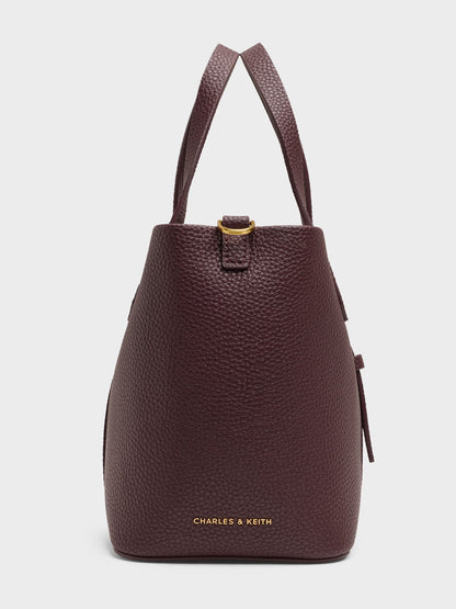 CHARLES & KEITH Discount / Beryl Belted Bucket Bag - Wineberry Red