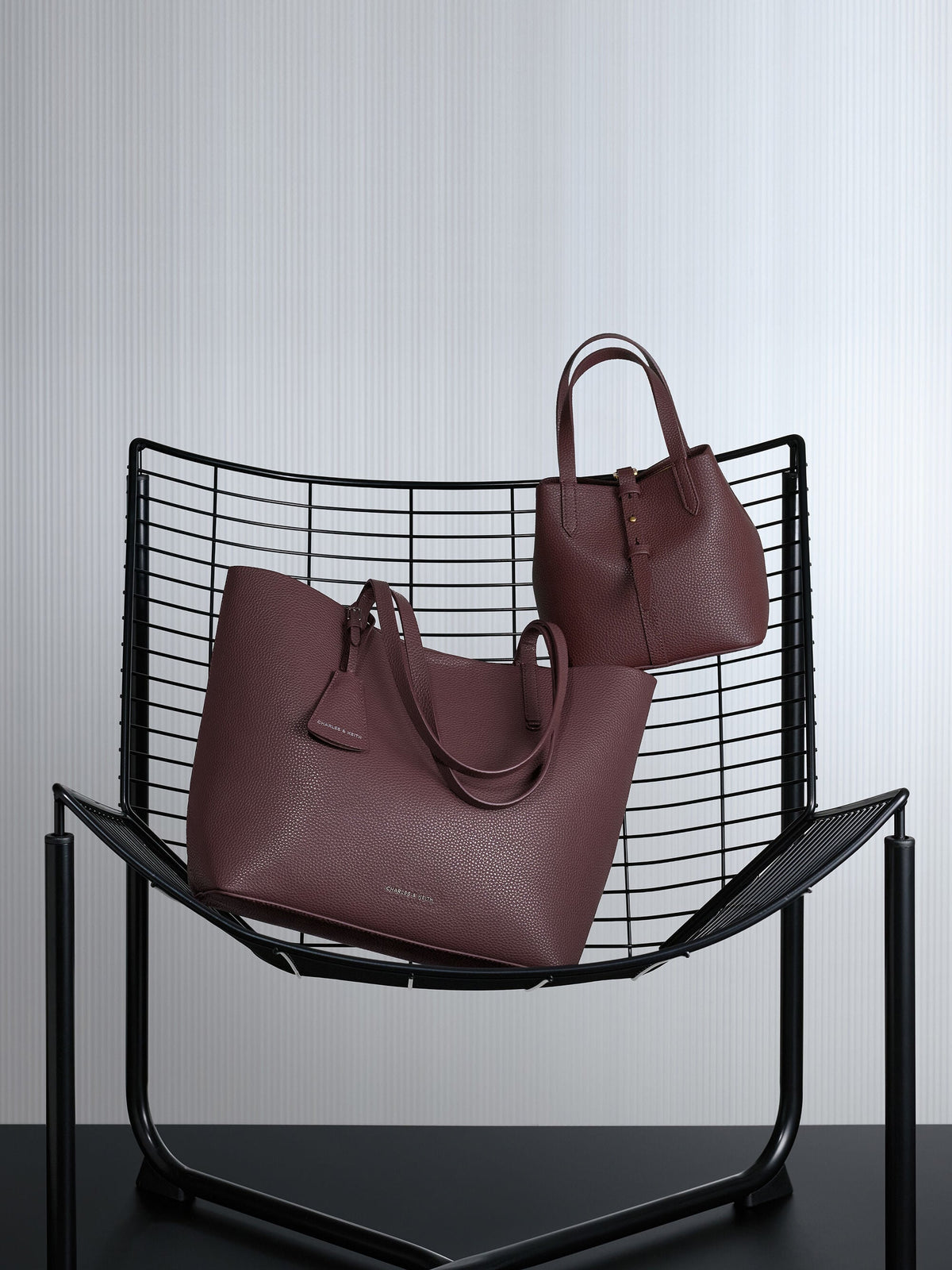 CHARLES & KEITH Discount / Beryl Belted Bucket Bag - Wineberry Red