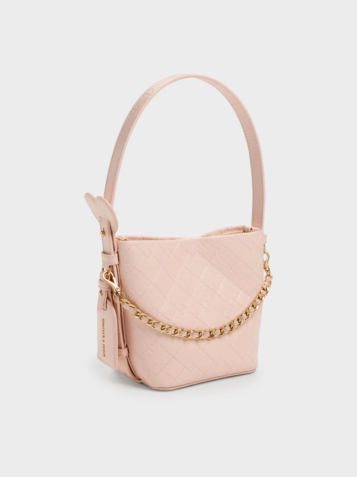 CHARLES & KEITH Customer Favorite / Duo Quilted Chain Bucket Bag - Soft Pink