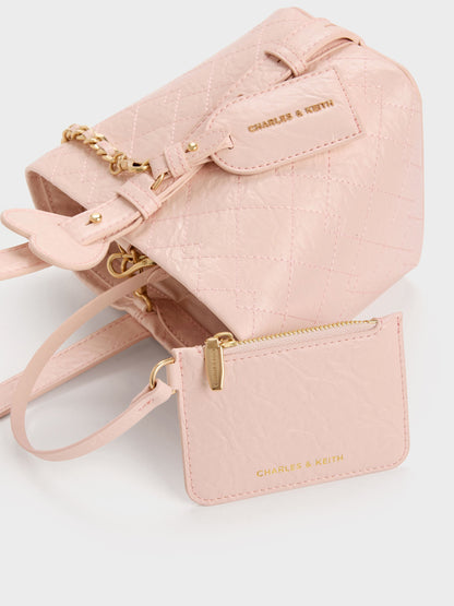 CHARLES & KEITH Customer Favorite / Duo Quilted Chain Bucket Bag - Soft Pink