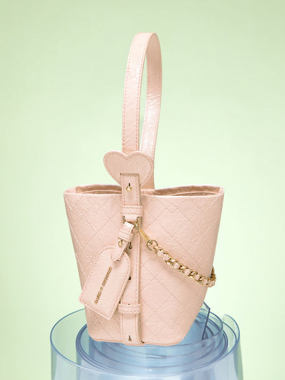 CHARLES & KEITH Customer Favorite / Duo Quilted Chain Bucket Bag - Soft Pink