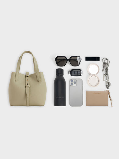 CHARLES & KEITH Best Price / Beryl Belted Bucket Bag - Pale Olive