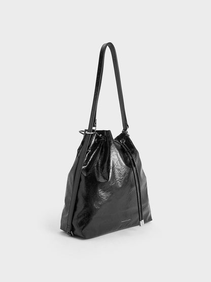 CHARLES & KEITH Customer Favorite / Neva Two-Way Bucket Bag - Noir