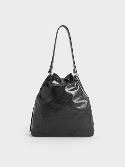 CHARLES & KEITH Customer Favorite / Neva Two-Way Bucket Bag - Noir