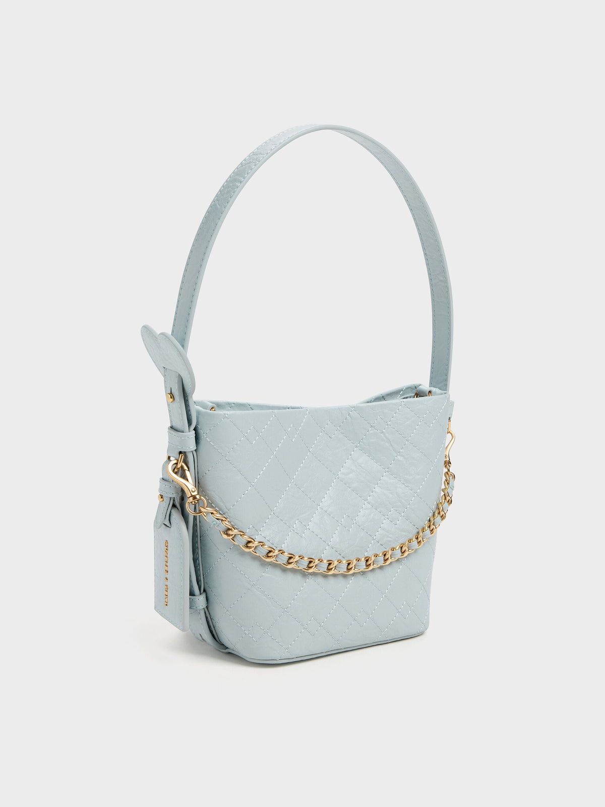 CHARLES & KEITH Great Value / Duo Quilted Chain Bucket Bag - Sea Salt Blue