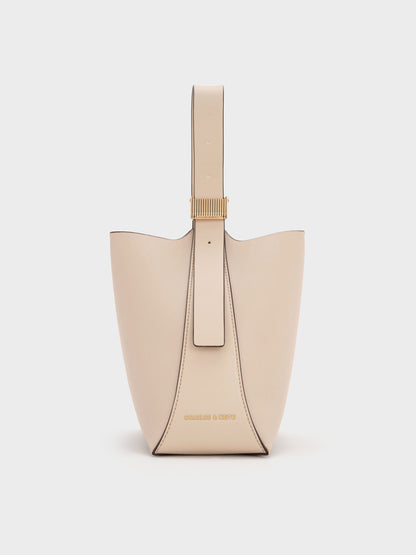 CHARLES & KEITH Trusted / Edna Bucket Bag - Oat