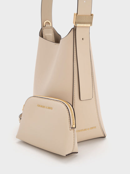 CHARLES & KEITH Trusted / Edna Bucket Bag - Oat