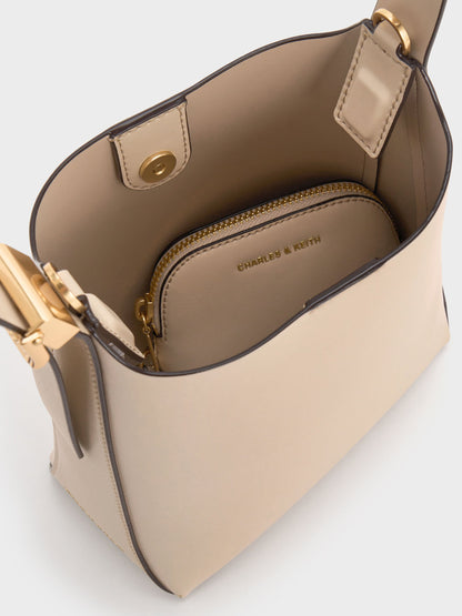 CHARLES & KEITH Trusted / Edna Bucket Bag - Oat