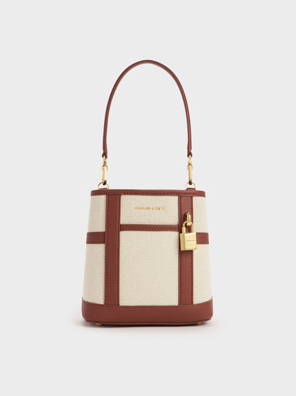 CHARLES & KEITH Quality / Scottie Canvas Bucket Bag - Brick