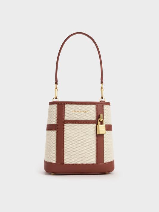CHARLES & KEITH Quality / Scottie Canvas Bucket Bag - Brick