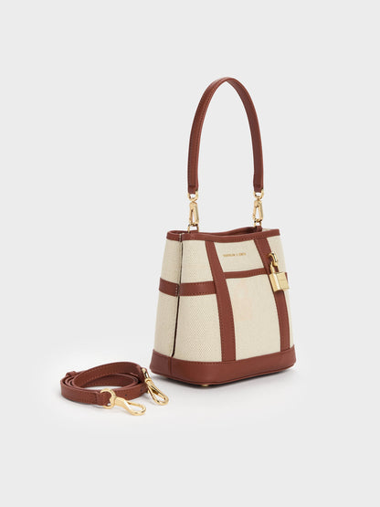 CHARLES & KEITH Quality / Scottie Canvas Bucket Bag - Brick